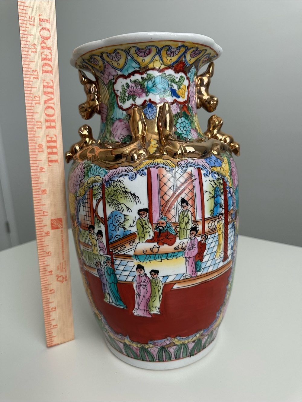 Chinese Rose Medallion Porcelain Vase Large |Vintage Famille Rose Oriental Decor